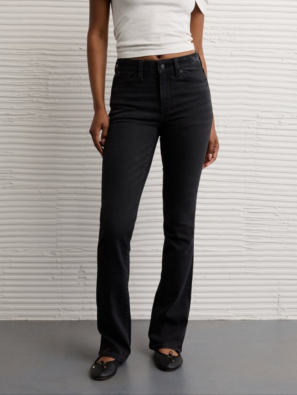 AE Next Level Stretch High Waisted Skinny Kick Jeans in Black Magic